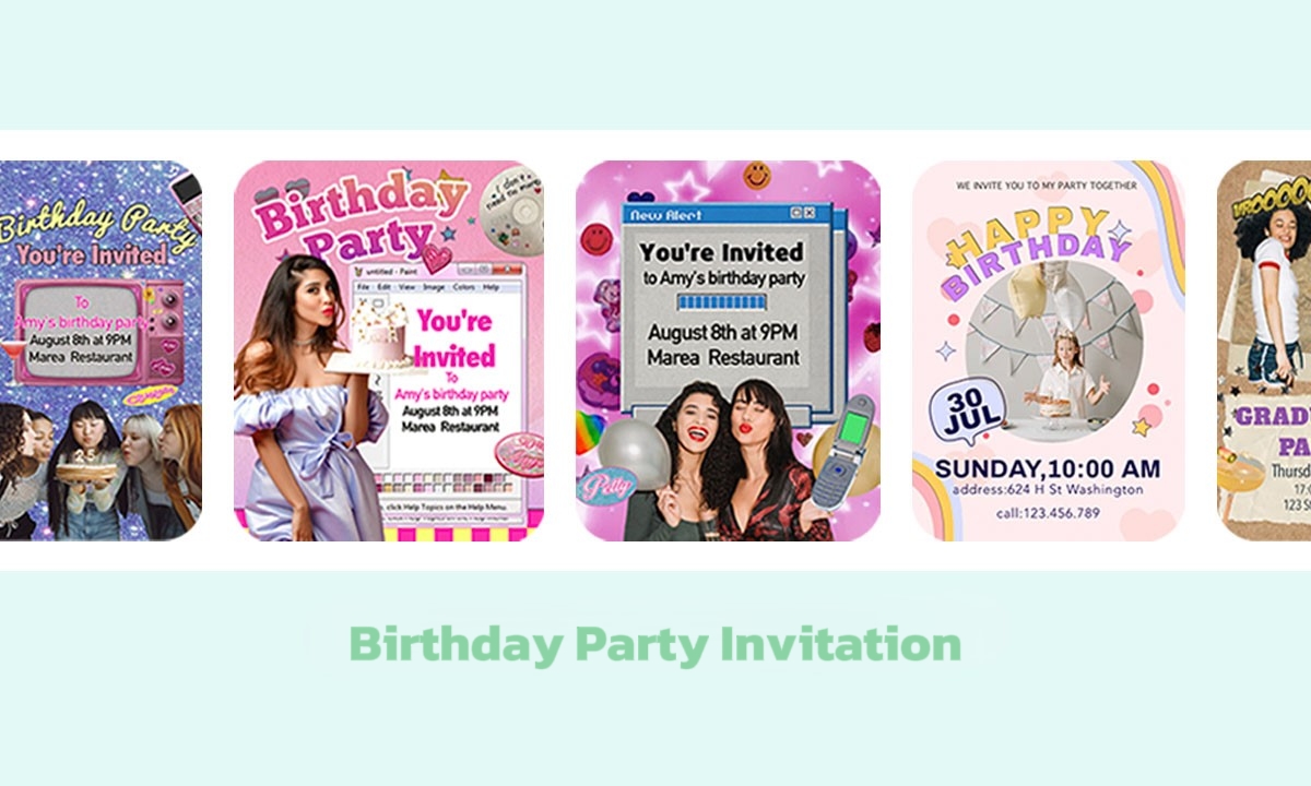 birthday photo templates-party invitation