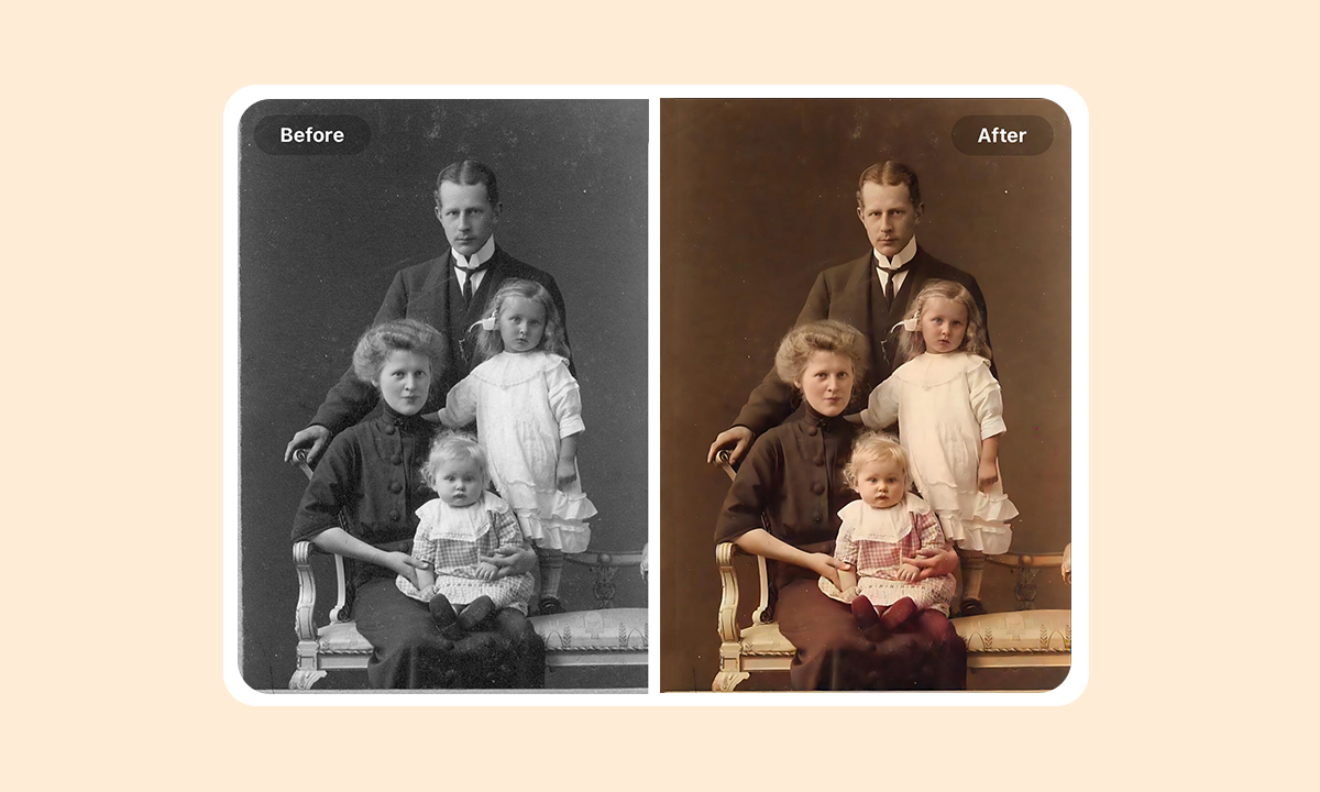 photos before and after AI restoration