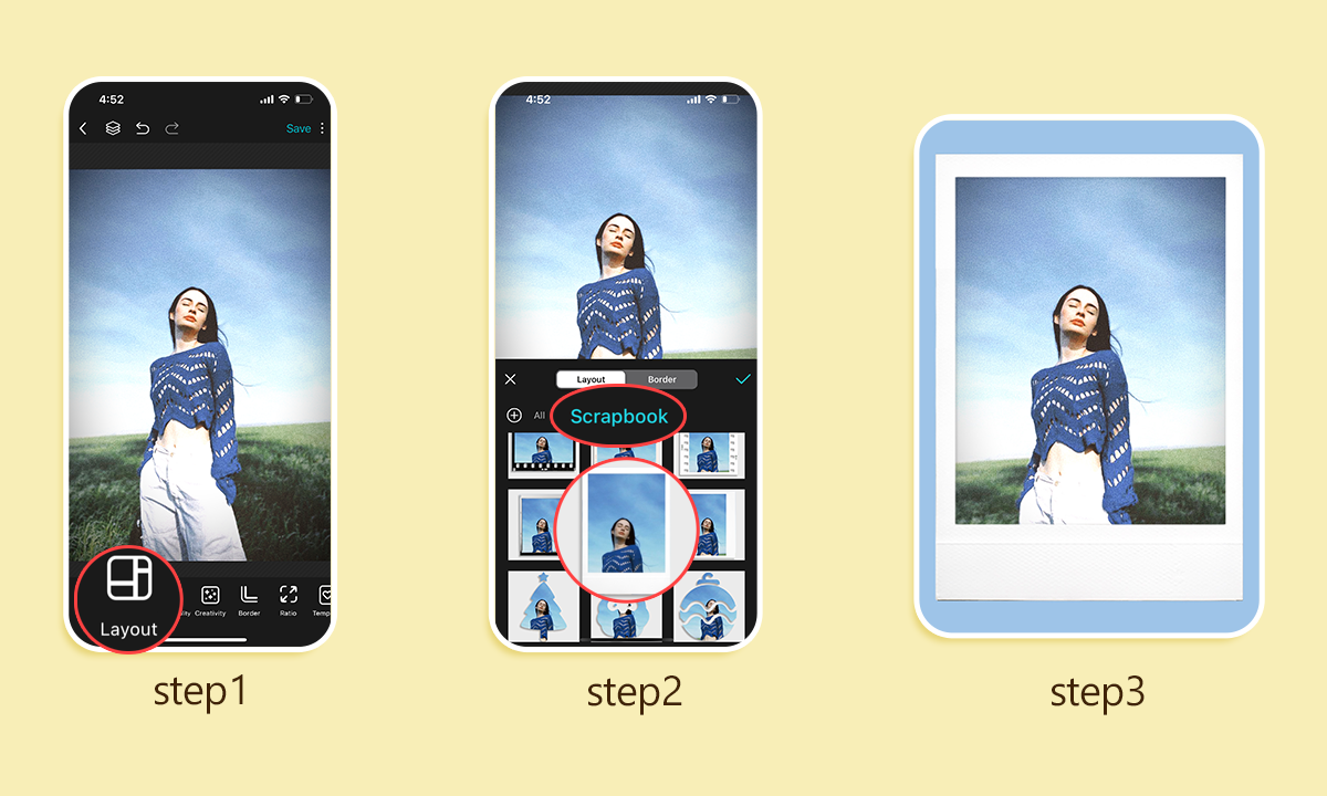 how to use the Scrapbook Layout for Polaroid