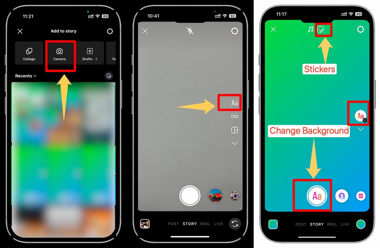 Steps 1-3: Create Collage Art with Stickers on Instagram Story