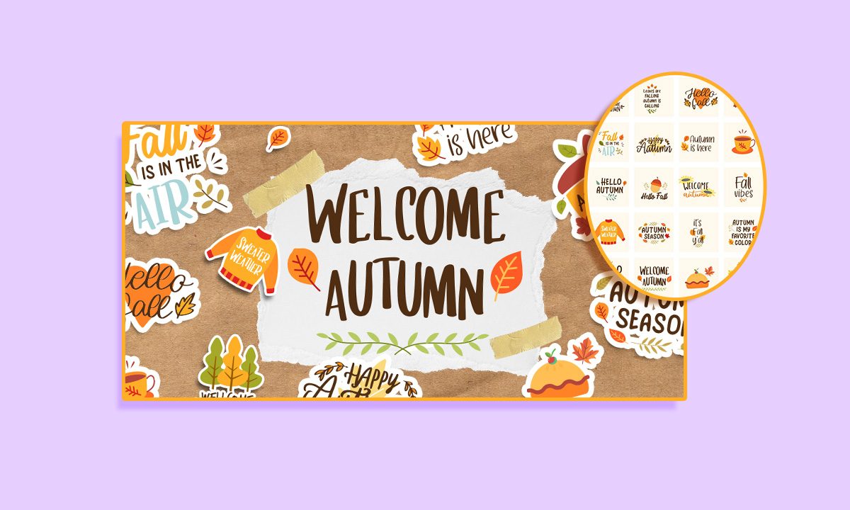 autumn-themed stickers on PhotoGrid